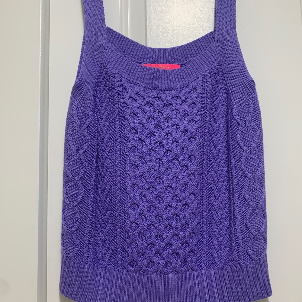 Lilly Pulitzer Evanie Sweater Knit Tank Top Mystical Purple in size small